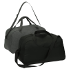 a black and grey duffel bags