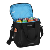 a black bag with a blue cover