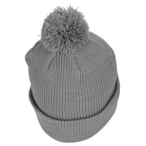 Additional Image 1 - a grey beanie with a pom