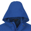 a blue hooded jacket with a hood