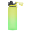 a green and yellow water bottle