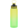 a green and yellow water bottle