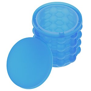 Additional Image 1 - a blue plastic container with a round lid