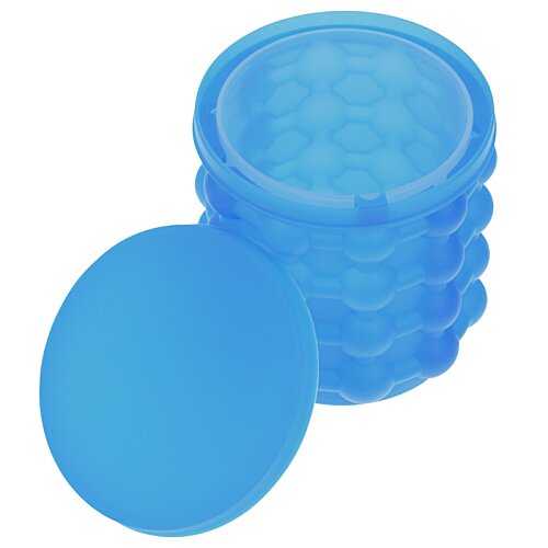 Additional Image 1 - a blue plastic container with a round lid