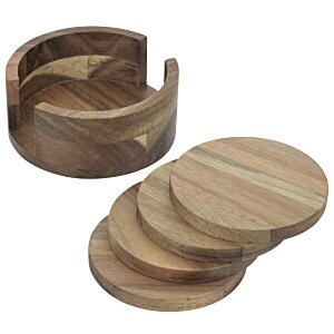 Additional Image 2 - a stack of round wooden coasters