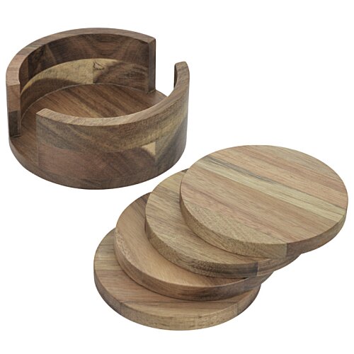 Additional Image 2 - a stack of round wooden coasters