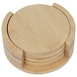 Additional Image 2 - a wooden coaster with a stack of coasters