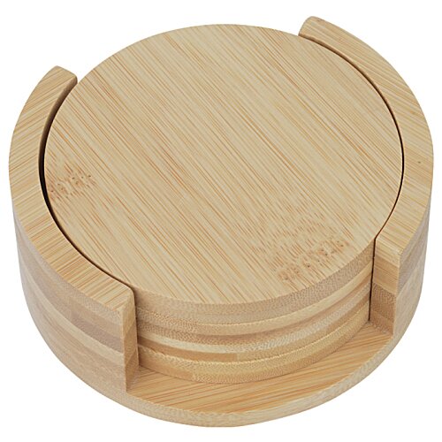 Additional Image 2 - a wooden coaster with a stack of coasters