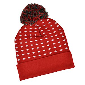 Additional Image 1 - a red and black beanie