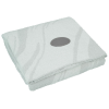a white square object with a circle on it