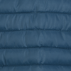 a blue down jacket with a white stripe