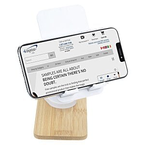 Additional Image 4 - a white cell phone on a wooden stand