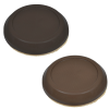 a pair of round brown objects