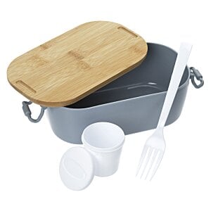 Additional Image 2 - a grey pot with a wooden lid and a white spoon