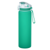 a green water bottle with a string