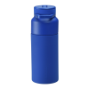 a blue plastic bottle with a cap