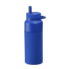 a blue plastic water bottle