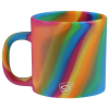 a colorful mug with a handle