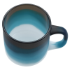 a blue and black coffee mug