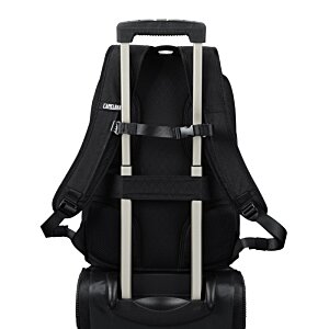 Additional Image 3 - a black backpack with silver handles