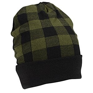Additional Image 1 - a green and black plaid beanie