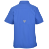 a blue shirt with a logo on it