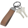 a key chain with a brown strap