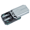 a grey rectangular object with two ports