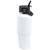 a white water bottle with a black lid