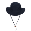 a black hat with a lanyard