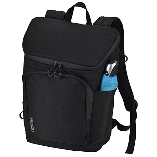 Additional Image 3 - a black backpack with a blue label