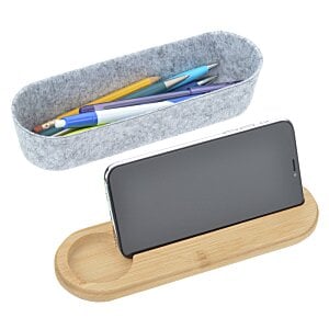 Additional Image 1 - a grey rectangular object with a wooden base