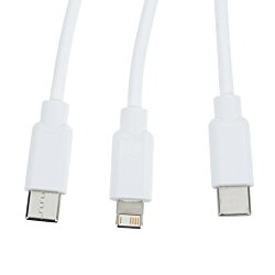 a close up of a white cable