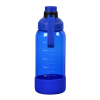 a blue plastic water bottle