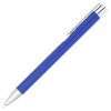 a blue pen with silver cap