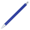 a blue pen with silver cap