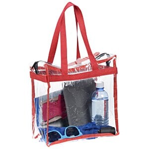 Additional Image 1 - a clear bag with a red handle