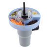 a circular object with food in it