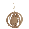 a wooden ornament with a string