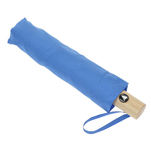 Additional Image 2 - a blue umbrella with a wooden handle