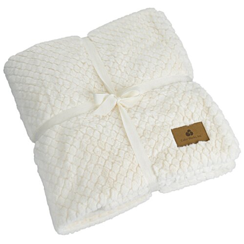 Additional Image 1 - a white blanket with a brown label