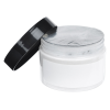 a white container with a black lid