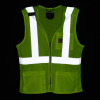 a green vest with white stripes