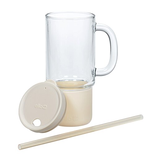 Additional Image 1 - a glass mug with a lid and a straw