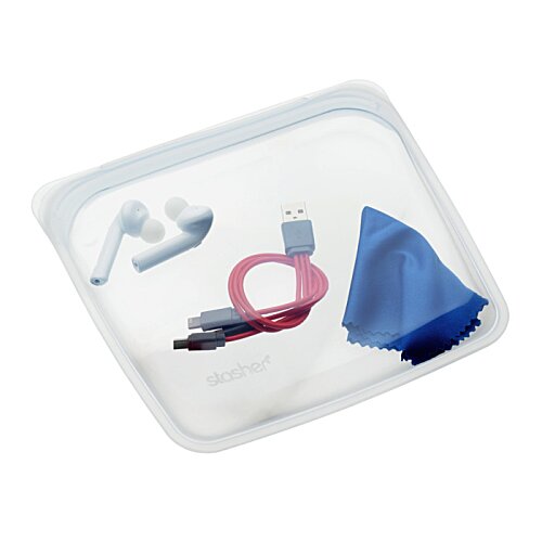 Additional Image 3 - a plastic bag with a blue and grey object in it
