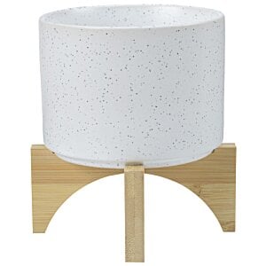 Additional Image 1 - a white pot on a wooden stand