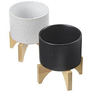 Additional Image 4 - a black and white pot on wooden legs