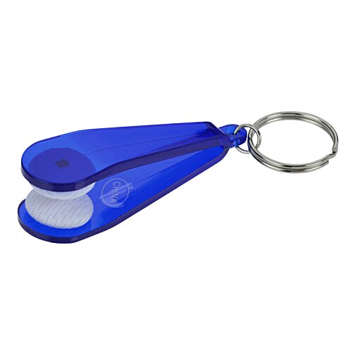 Additional Image 1 - a blue keychain with a white tape dispenser