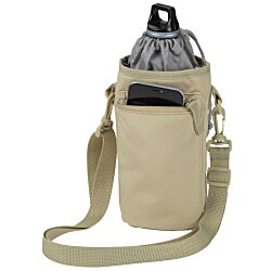 a water bottle with a strap