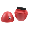 a red egg shaped pencil sharpener